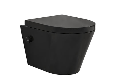 Vesta wall-mounted toilet rimless with bidet tap, cold water, and Vesta toilet seat, matt black