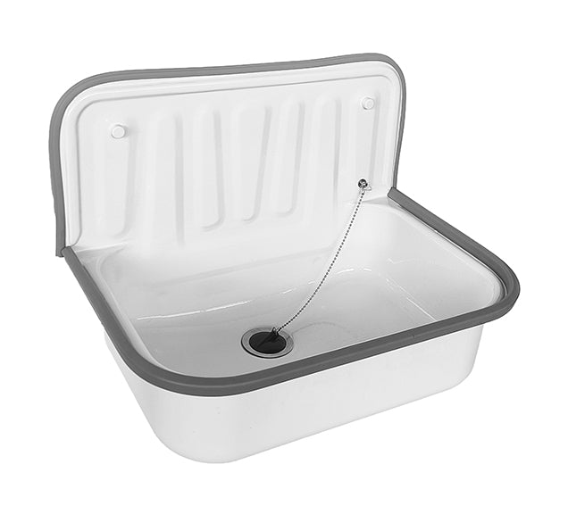 Uitstortgootsteen plaatstaal 50,5 x 33 x 37 cm glans wit - WDtegels