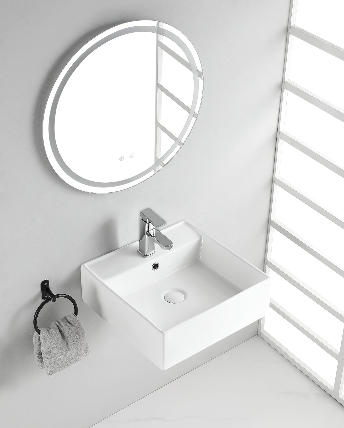 Larx waskom vierkant 46 x 46 x 16,5 cm keramiek glans wit - WDtegels