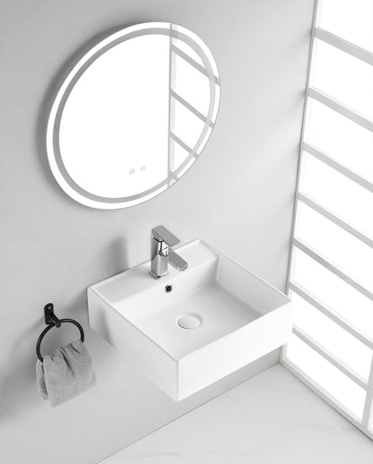 Larx waskom vierkant 46 x 46 x 16,5 cm keramiek glans wit - WDtegels