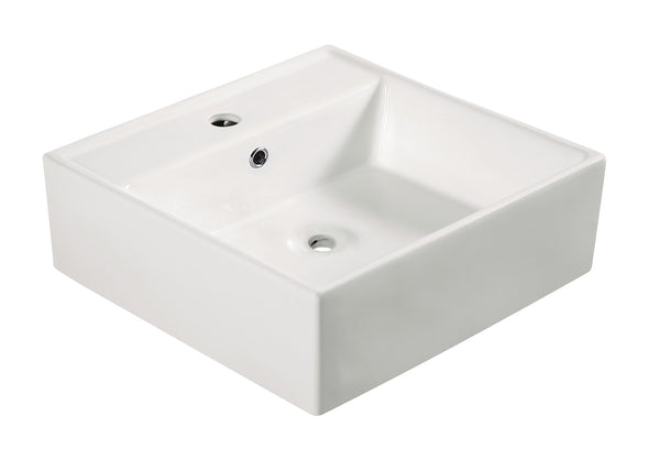 Larx square washbasin 46 x 46 x 16.5 cm ceramic gloss white