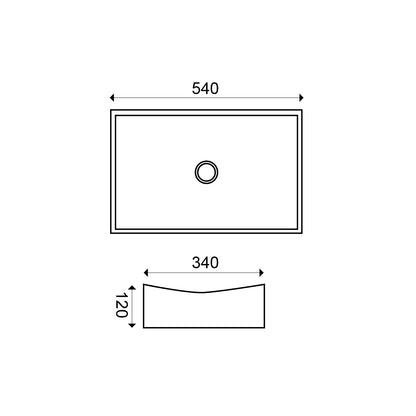 Slide waskom rechthoekig 55 x 35 x 12 cm keramiek glans wit