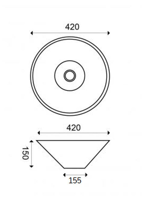 Lavabo Circle redondo 42x15 cm cerámica blanco brillo