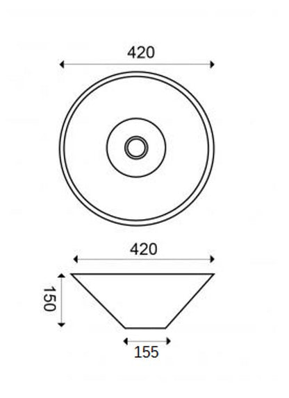 Lavabo Circle redondo 42x15 cm cerámica blanco brillo