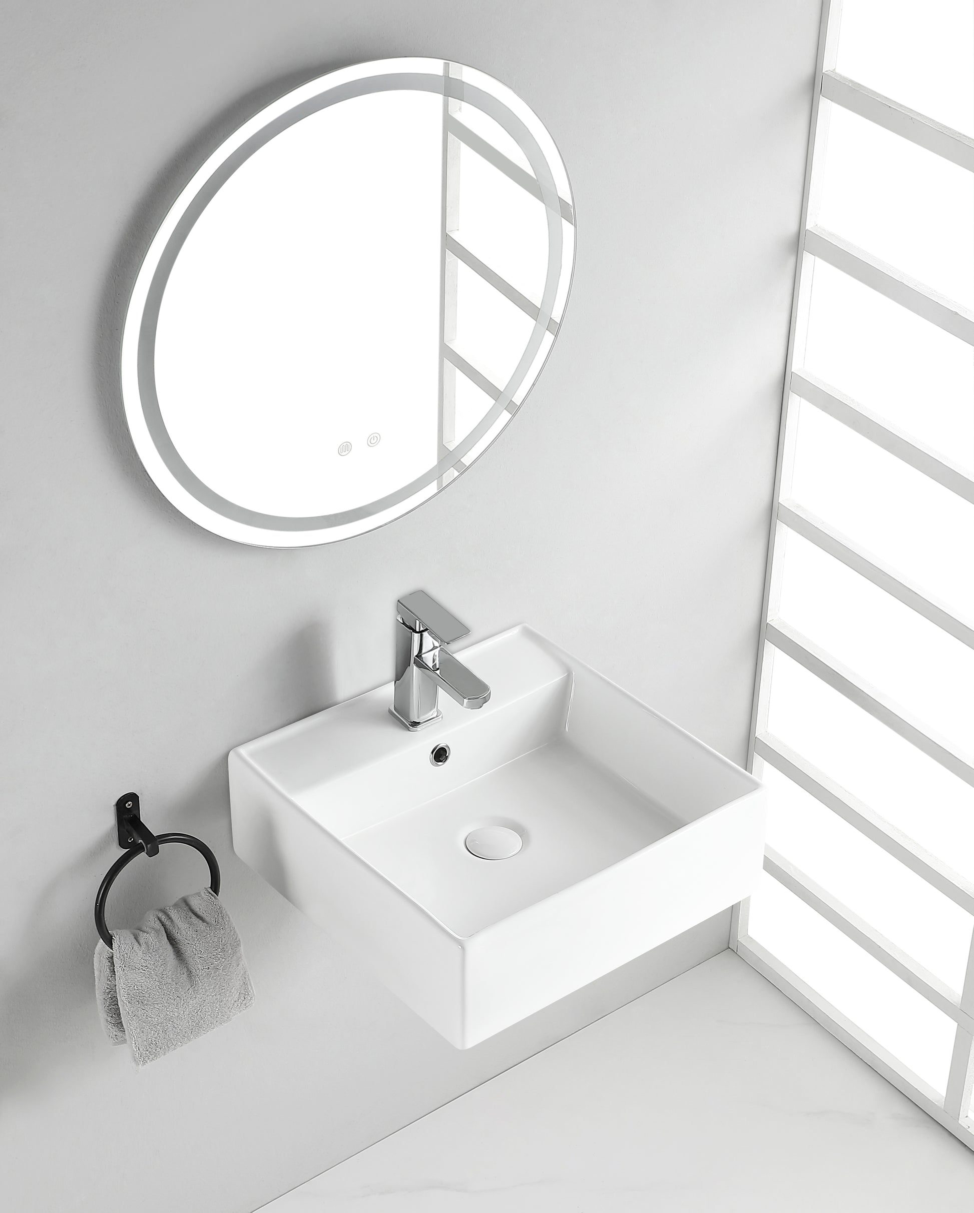 Larx waskom 38,5 x 38,5 x 13 cm keramiek glans wit - WDtegels