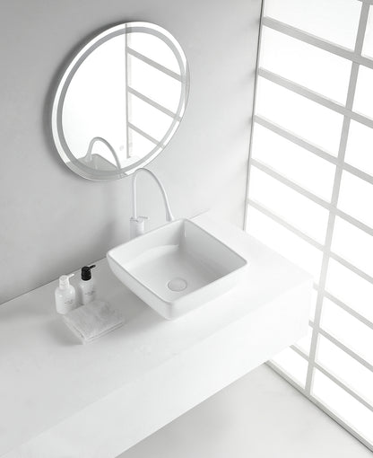 Piazza waskom vierkant 40 x 40 x 15 cm keramiek glans wit - WDtegels