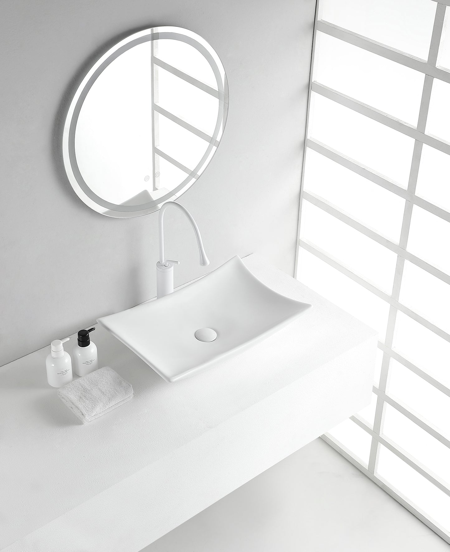 Scala waskom rechthoekig 56 x 37 x 10,5 cm keramiek glans wit - WDtegels