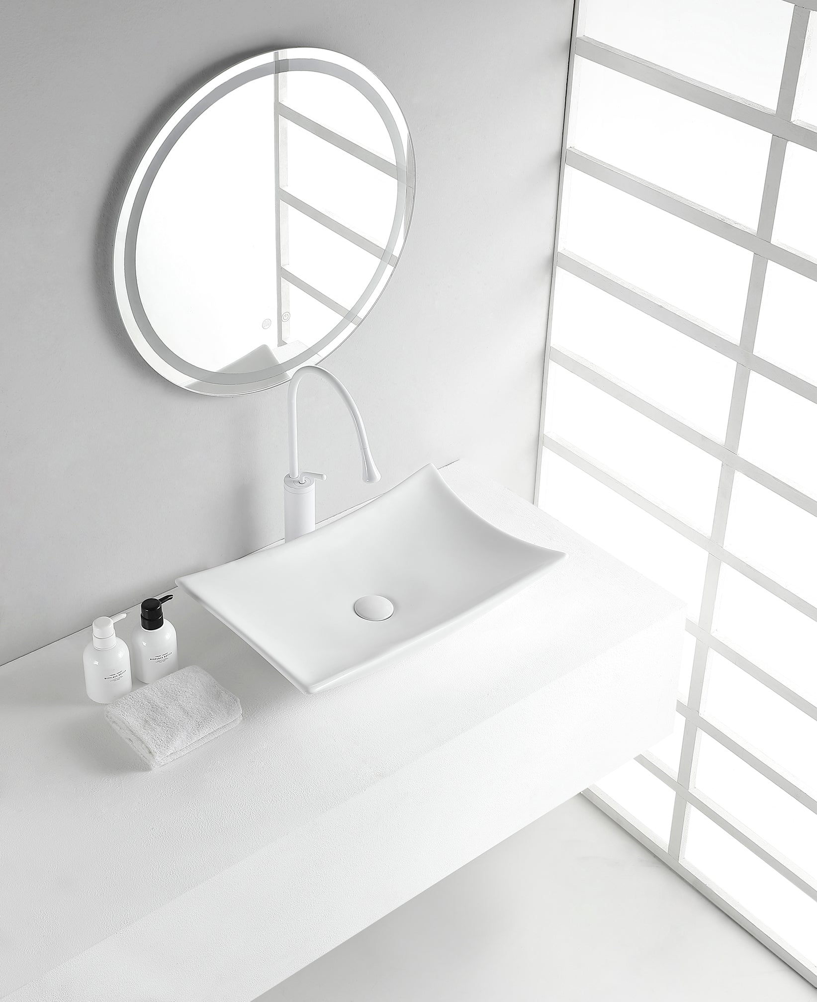 Scala waskom rechthoekig 56 x 37 x 10,5 cm keramiek glans wit - WDtegels