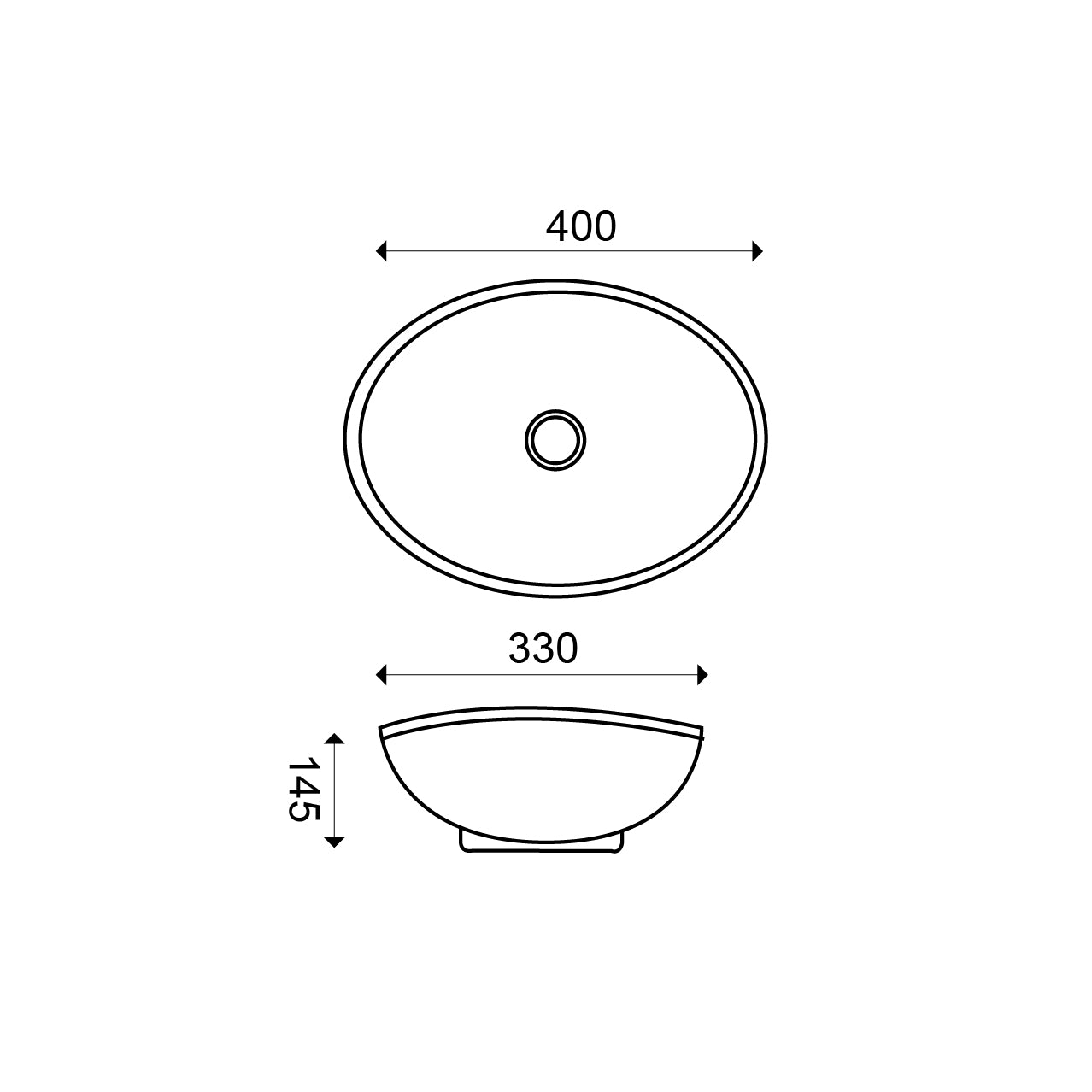 Barco oval washbasin 40 x 33 x 14 gloss white