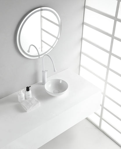 Kimo waskom rond 28 x 10 cm keramiek glans wit - WDtegels