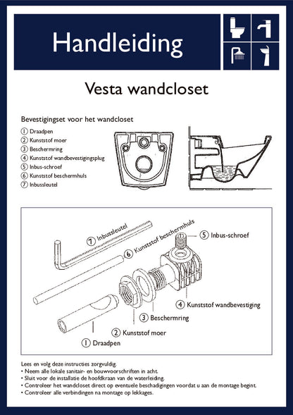 Wiesbaden Vesta rimless wandcloset 52cm zonder zitt. mat-wit - WDtegels