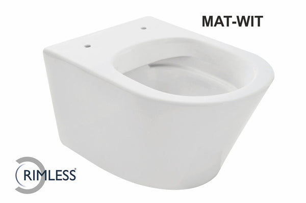 Inodoro suspendido Vesta de Wiesbaden, sin borde, de 52 cm y sin asiento. Blanco mate.