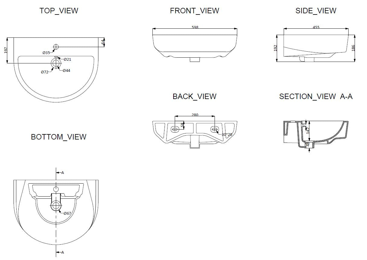 Wiesbaden Fold washbasin 60x45 white