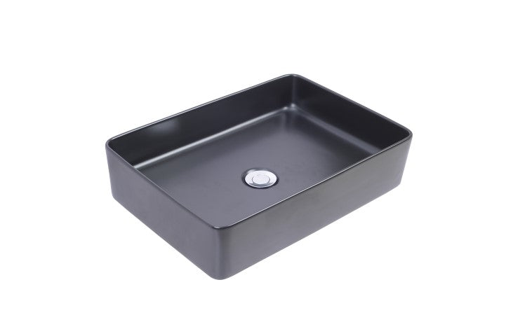 Wiesbaden Link waskom rechthoekig 35x50x12 cm keramiek mat zwart - WDtegels