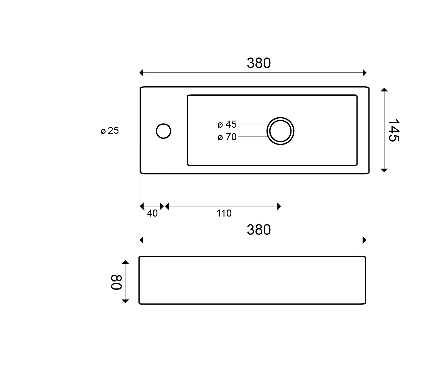 Trim mini fontein links | 38x14x8cm | Keramiek glans wit - WDtegels
