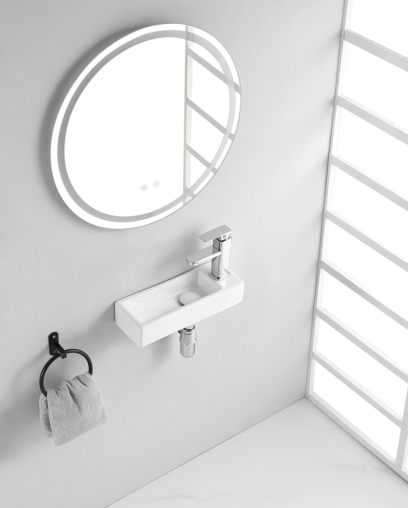 Trim mini fontein rechts 38 x 14 x 8 cm keramiek glans wit - WDtegels