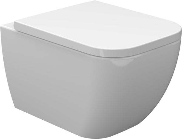 Inodoro de pared Sky corto | Asiento de inodoro Sky | Cierre suave y liberación rápida | Blanco brillante