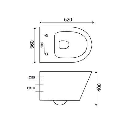 Wiesbaden Vesta wandcloset 52cm + soft-close zitting wit