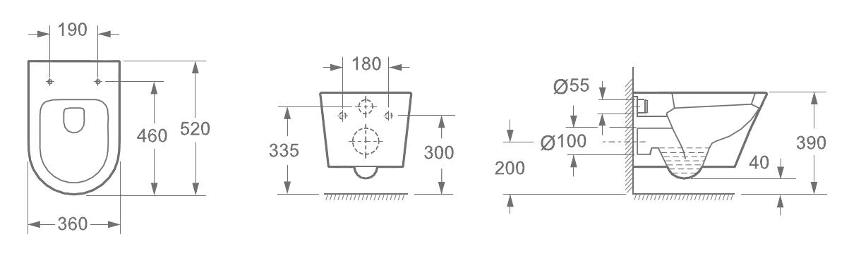 Vesta wandcloset 52 cm met Soft-Close zitting wit 8718858077731