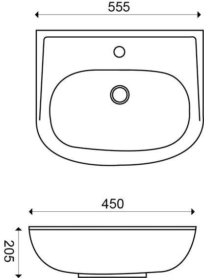 Wiesbaden Trevi wastafel 56x45 wit