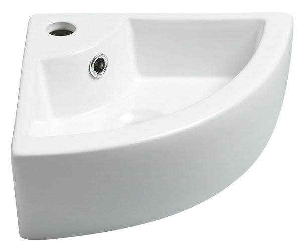 Lavabo de esquina Pallas | 44,5x32,5x13cm | Cerámica blanco brillante