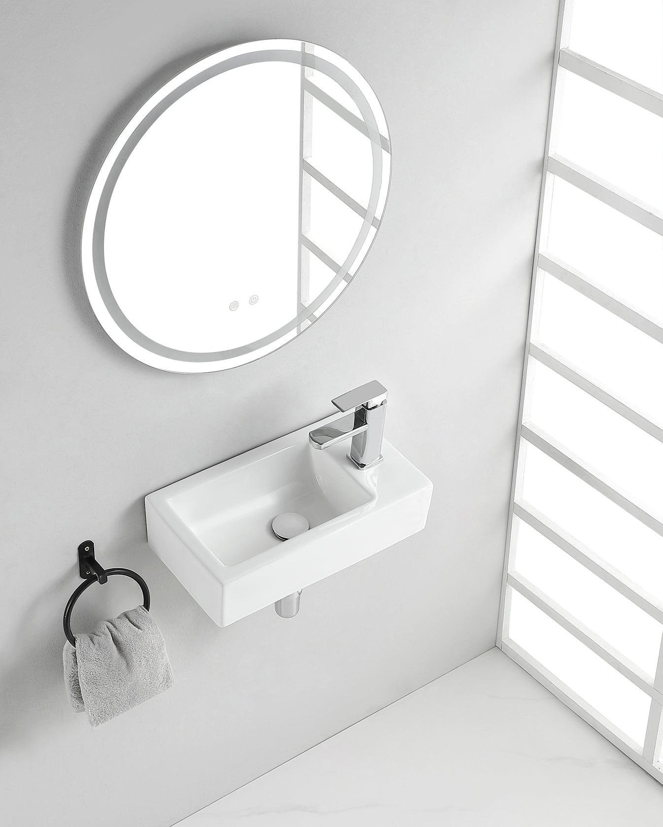 Rhea L fontein rechts 45,5 x 26 x 12 cm keramiek glans wit - WDtegels