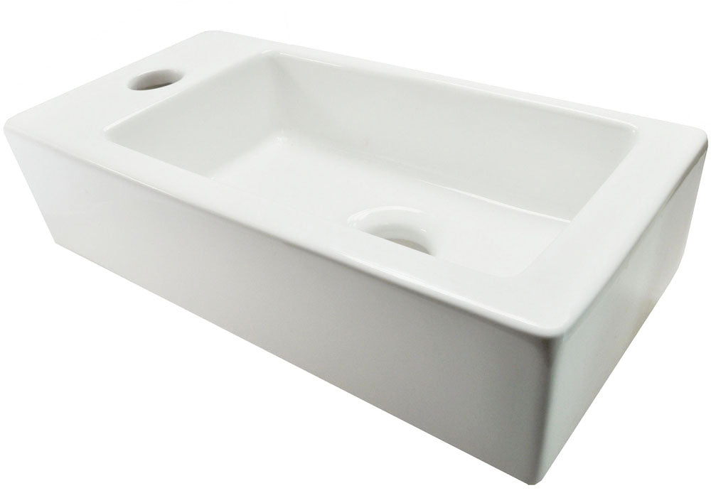 Rhea S mini fontein links 36,5 x 18 x 9 cm keramiek glans wit - WDtegels