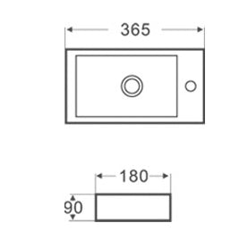 Wiesbaden Mini-Rhea rechts fontein 360x180x90 wit