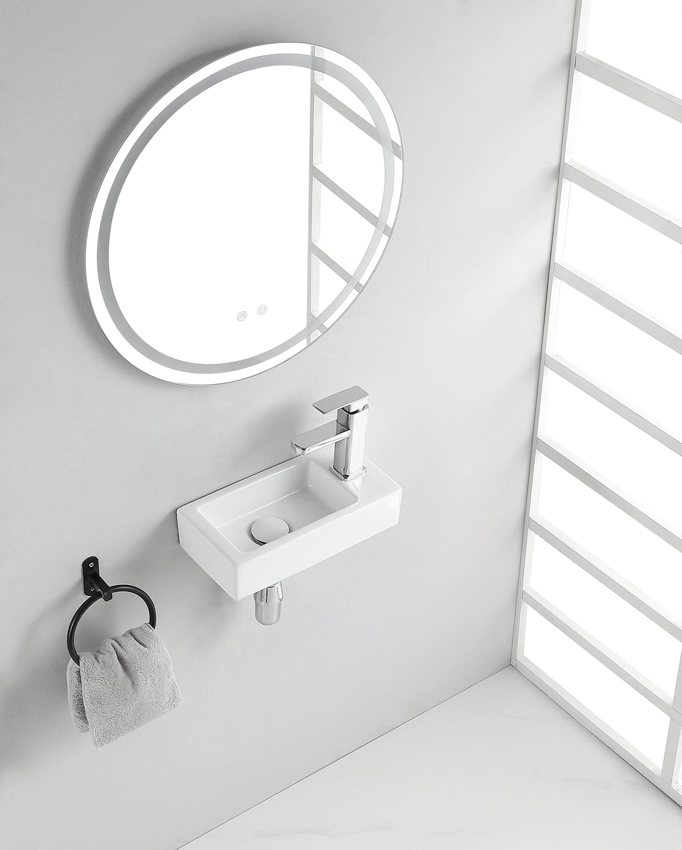 Rhea S mini fontein rechts 36,5 x 18 x 9 cm keramiek glans wit - WDtegels