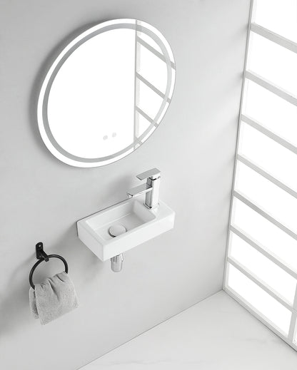 Rhea S mini fontein rechts 36,5 x 18 x 9 cm keramiek glans wit - WDtegels