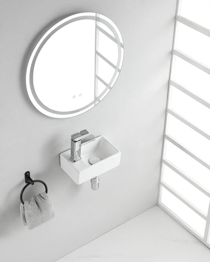 Rhea XXS fontein links 30,5 x 18 x 11 cm keramiek glans wit - WDtegels