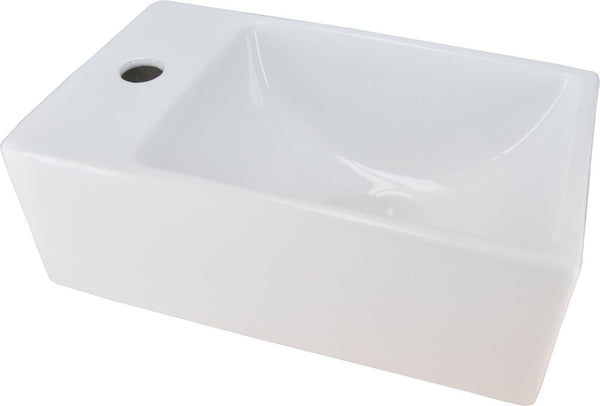 Rhea XXS basin left | 30.5x18x11cm | Glossy white ceramic