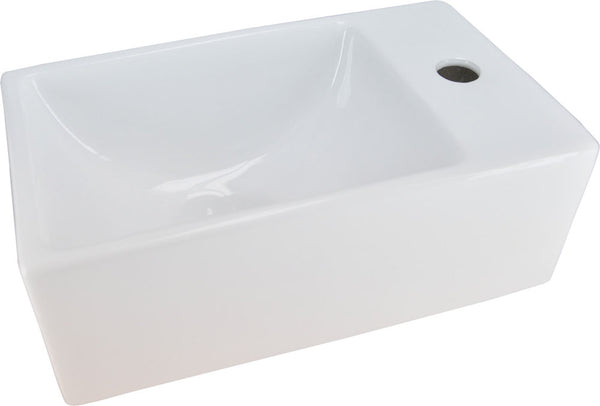 Rhea XXS basin right | 30.5x18x11cm | Ceramic gloss white