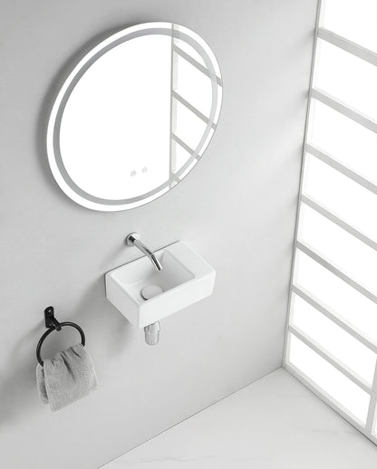 Rhea XXS fontein zonder kraangat rechts 30,5 x 18 x 11 cm keramiek glans wit - WDtegels