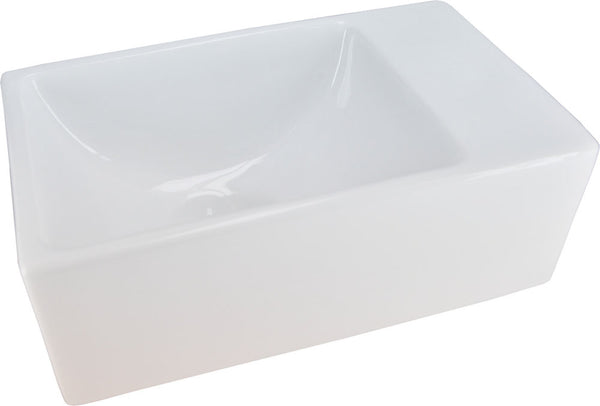 Rhea XXS basin without tap hole right | 30.5x18x11cm | Ceramic gloss white