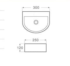 Wiesbaden Lara halfrond fonteintje 30x25x12 zonder kr.gat wit