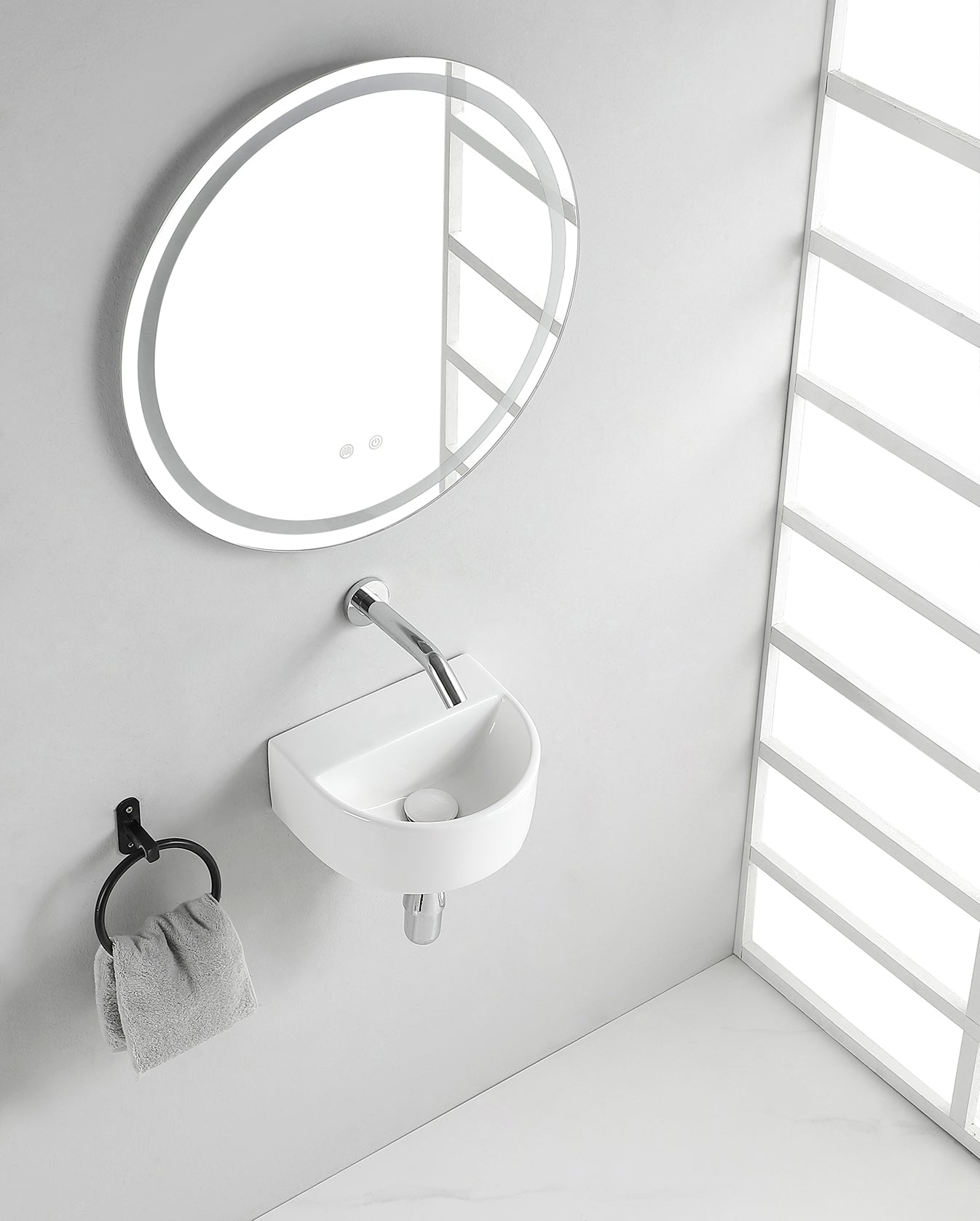Lara fontein zonder kraangat 30 x 25 x 12 cm keramiek glans wit - WDtegels