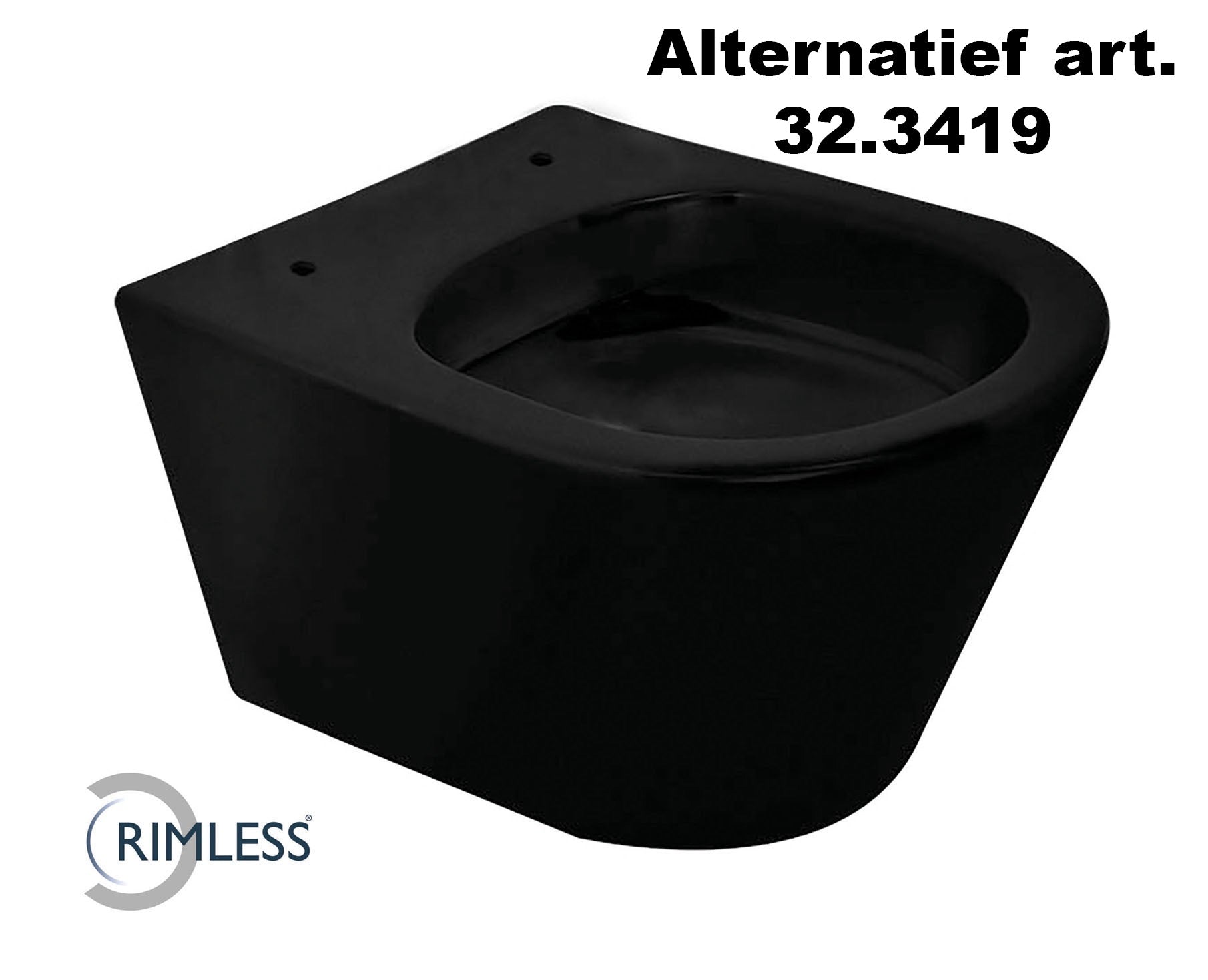 Vesta Junior wandcloset rimless verkort mat zwart - WDtegels