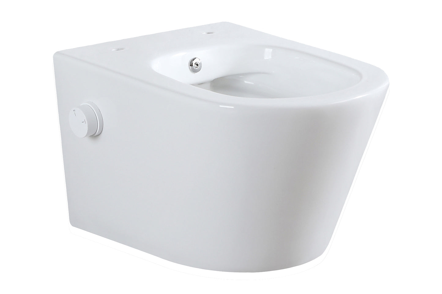 Vesta wall-mounted toilet rimless with bidet tap, cold water, gloss white 