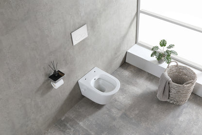 Vesta wall-mounted toilet rimless with bidet tap, cold water, gloss white 