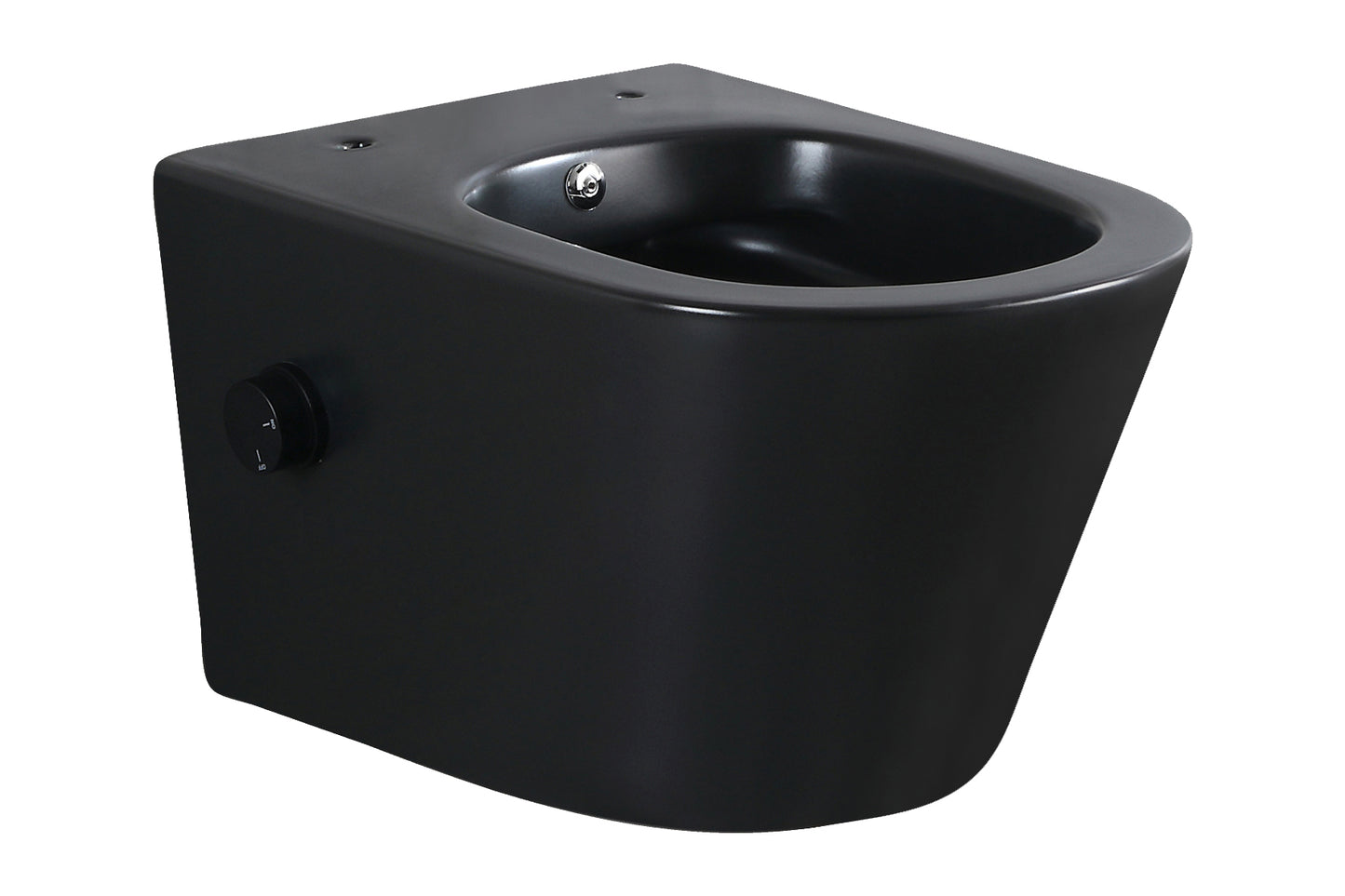 Vesta wall-mounted toilet rimless with bidet tap, cold water, matt black