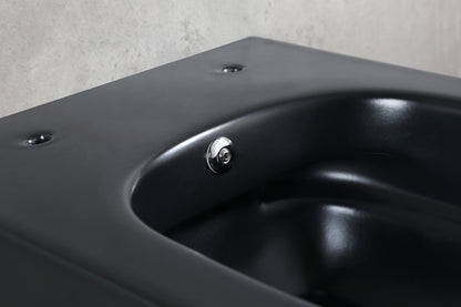 Vesta wall-mounted toilet rimless with bidet tap, cold water, matt black