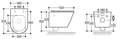Vesta wandcloset rimless met bidetkraan koud water mat zwart - WDtegels