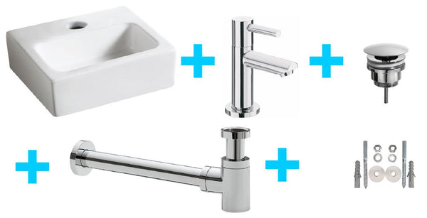Wiesbaden Fonteinset Leto fontein + Amador toiletkraan | 33.5x29x11cm | Chroom