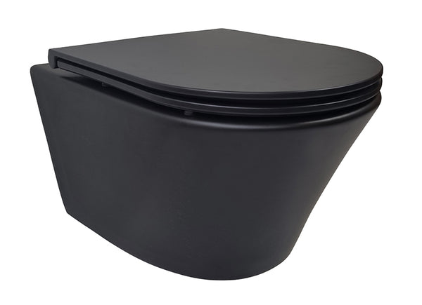 Vesta wandcloset | Rimless | Flatline toiletzitting | Softclose en quick release | Mat zwart