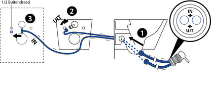 Maattekening Stereo wandcloset rimless met bidetkraan Koud water Mat zwart