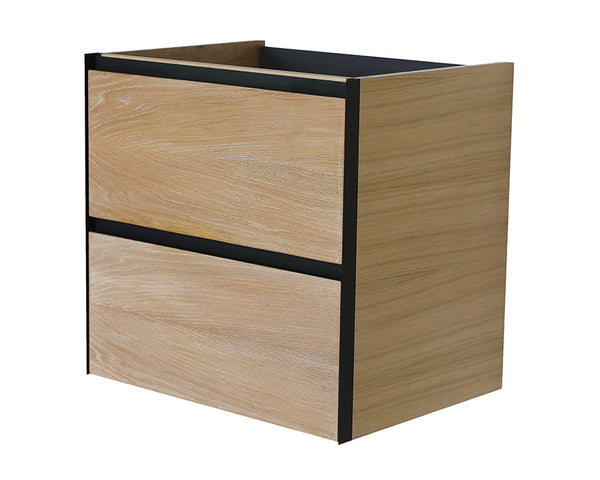 Lotus 60x45.2cm vanity unit with 2 drawers - natural oak/matt black