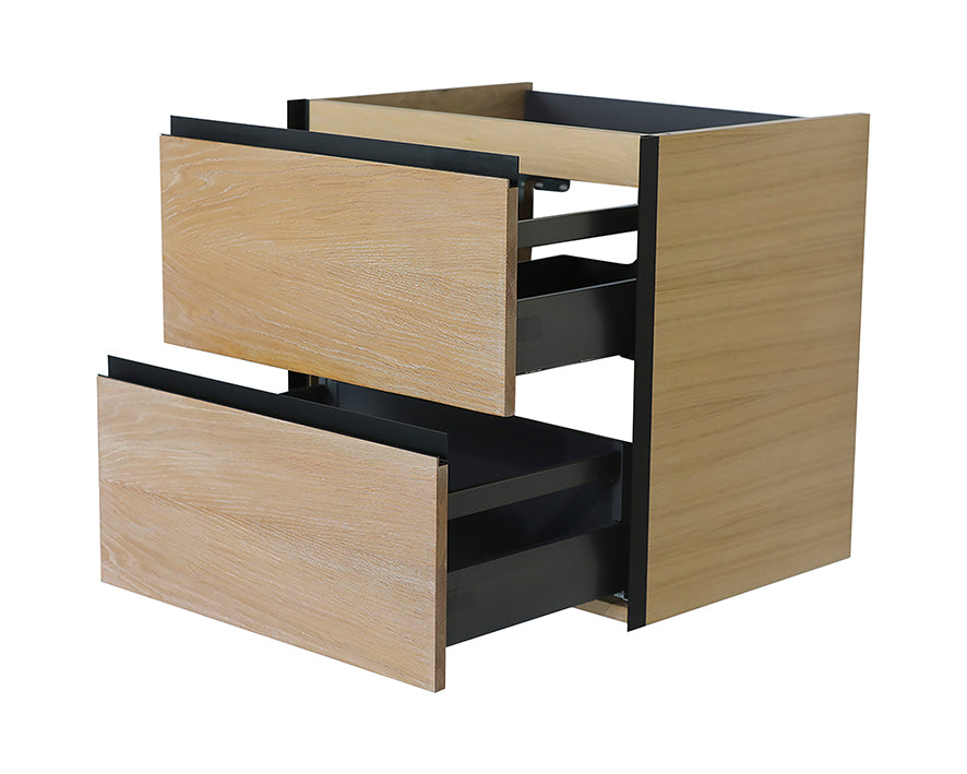 Lotus onderkast met 2 laden 60 x 45,2 cm naturel eik/mat zwart - WDtegels
