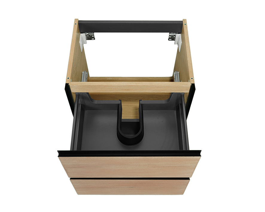 Lotus onderkast met 2 laden 60 x 45,2 cm naturel eik/mat zwart - WDtegels