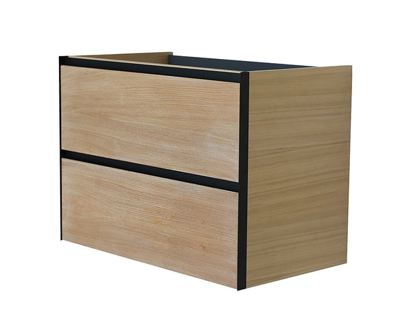 Lotus base unit 80x45.2cm with 2 drawers - natural oak/matte black
